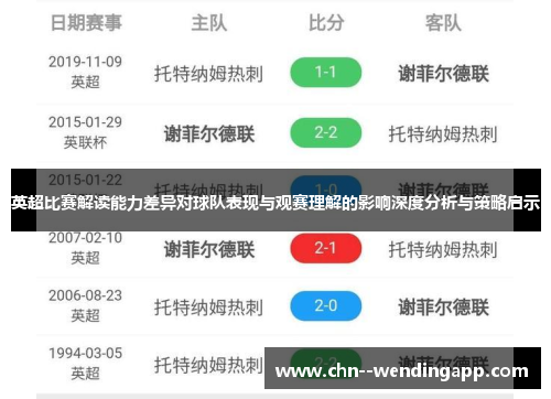英超比赛解读能力差异对球队表现与观赛理解的影响深度分析与策略启示